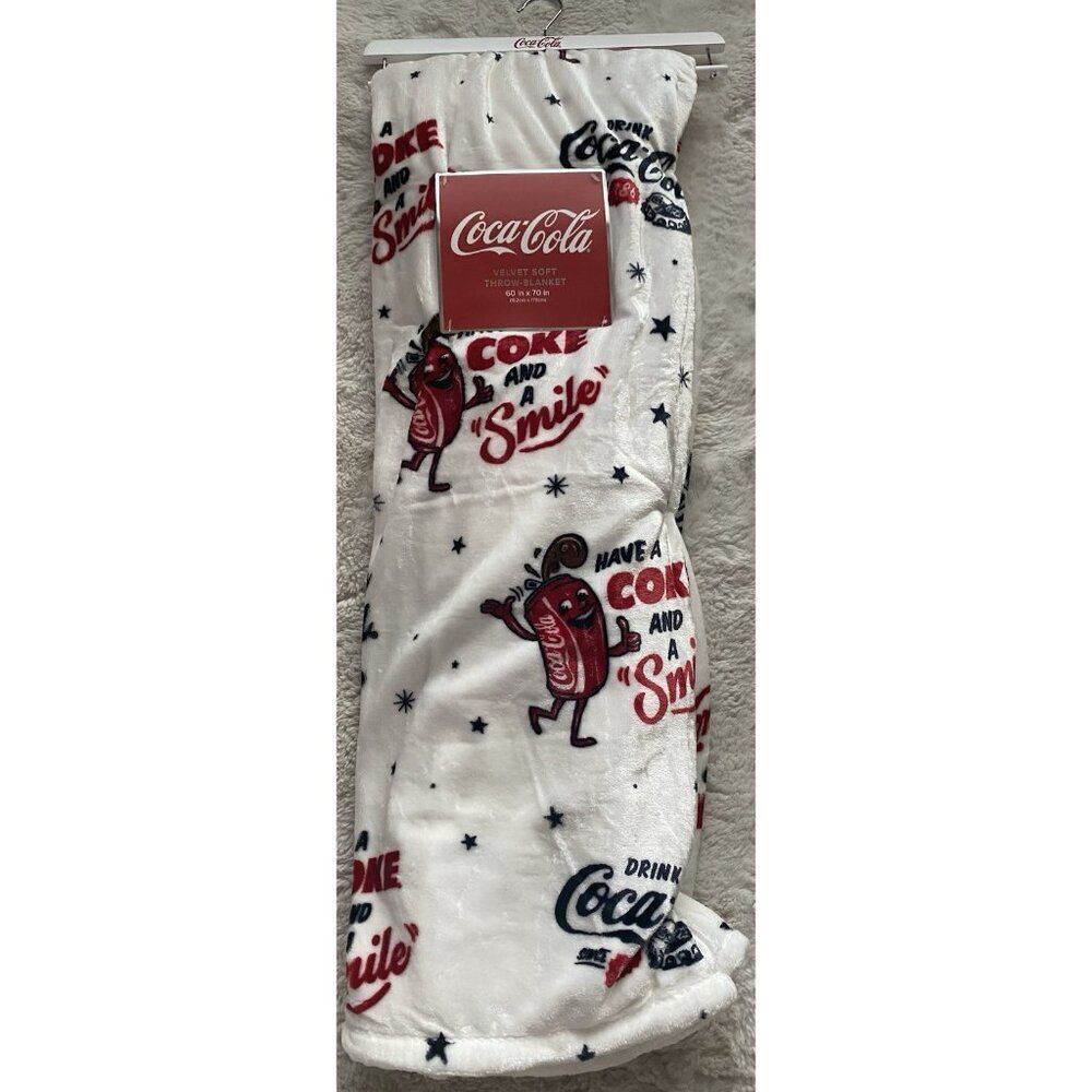 Coca Cola Vintage Style Have A Coke And A Smile Since 1886 Throw Blanket 60X70”